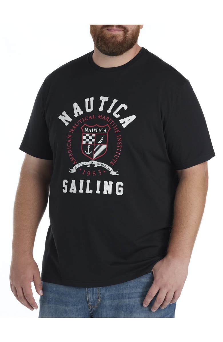 Nautica Big & Tall Sailing Graphic Tee, Main, color, True Black