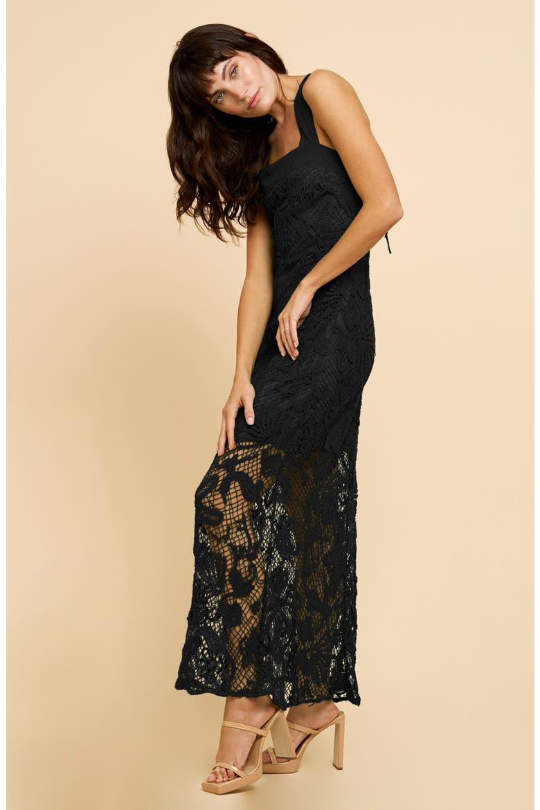 Krystina Crochet Maxi Dress, Alternate, color, BLACK