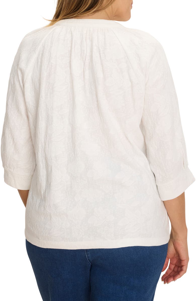 NZT by NIC+ZOE Lace Split Neck Top, Alternate, color, Paper White