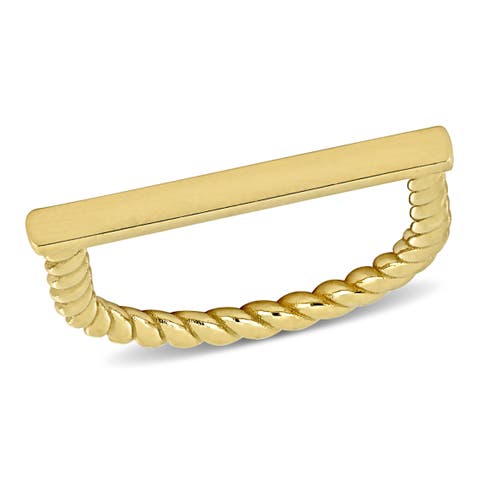 Flat Bar Twisted Ring 14k Yellow Gold