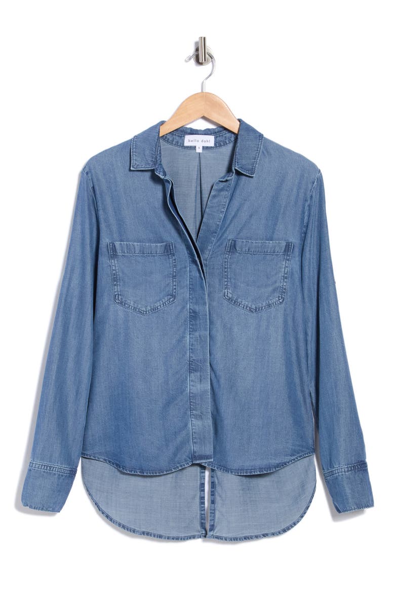 Split Back Button Down Shirt, Main, color, MOONLIT HAZE WASH
