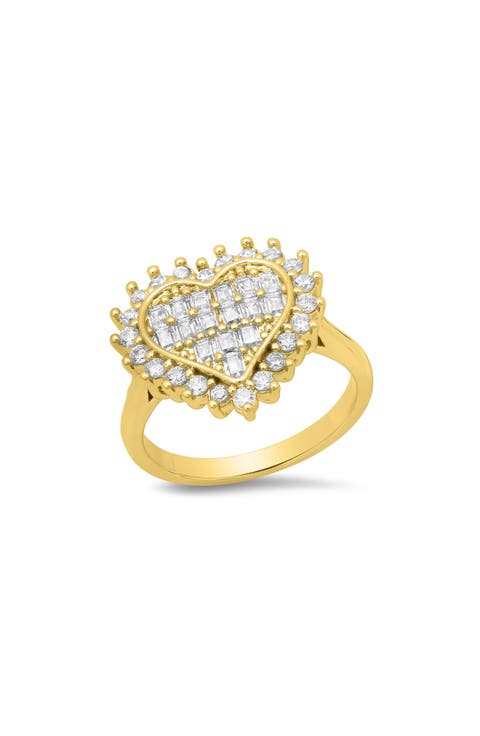 18k Gold Plated Cubic Zirconia Heart Ring