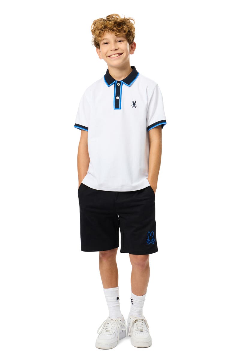 Psycho Bunny Kids' Kent Cotton Piqué Knit Polo, Alternate, color, White