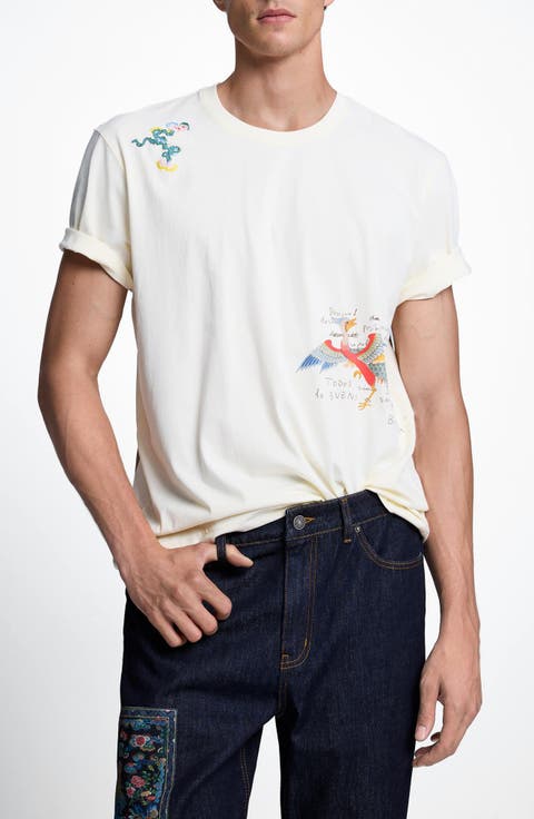 Embroidered Graphic Cotton T-Shirt