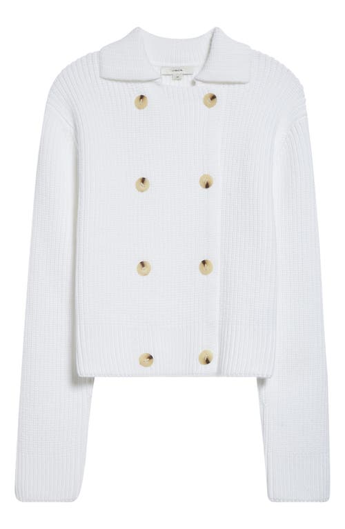 Vince Cotton-blend Double-breasted Sweater Jacket In Off-white In White