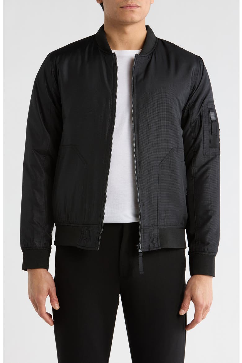 Padded Printed Bomber Jacket, Main, color, BLACK