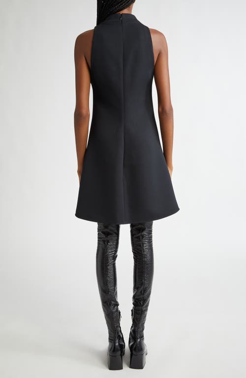 Courrèges Mock Neck Twill A-line Minidress In Black