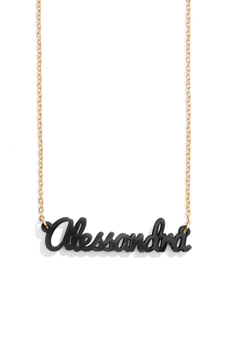 BaubleBar Personalized Pendant Necklace, Main, color, Black