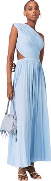 maje Asymmetrical pleated maxi dress