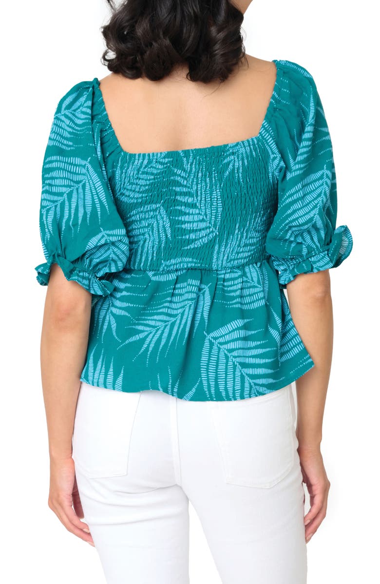 GIBSONLOOK Sycamore Smocked Top, Alternate, color, Palms Tonal Floral