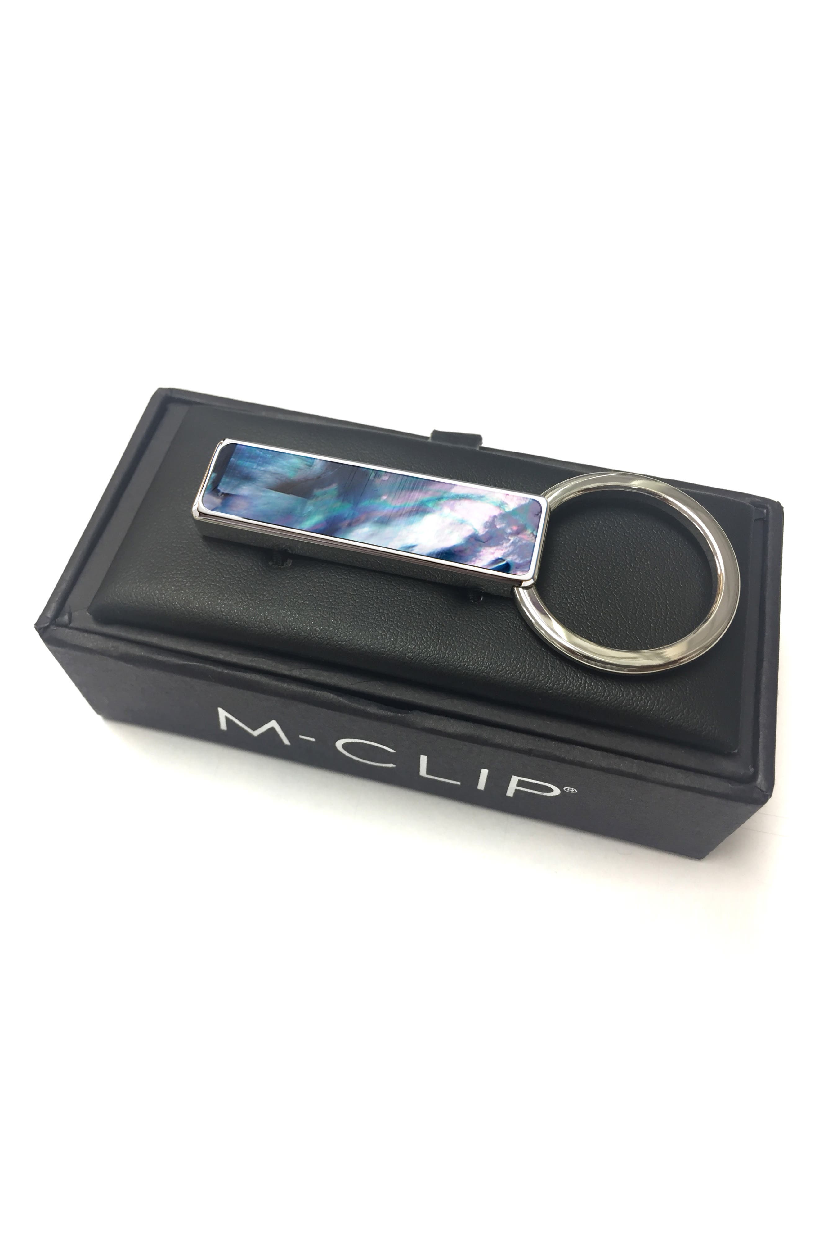 Mother-of-Pearl Key Chain, Alternate, color, SILVER/GRAY