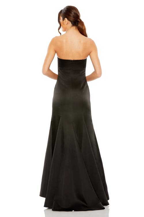 Mac Duggal Strapless Satin Mermaid Gown In Black