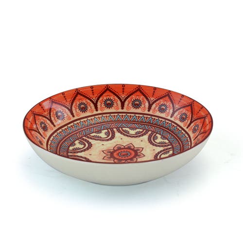 Elama Zen Rust Mozaik 16 Piece Dinnerware Set In Orange