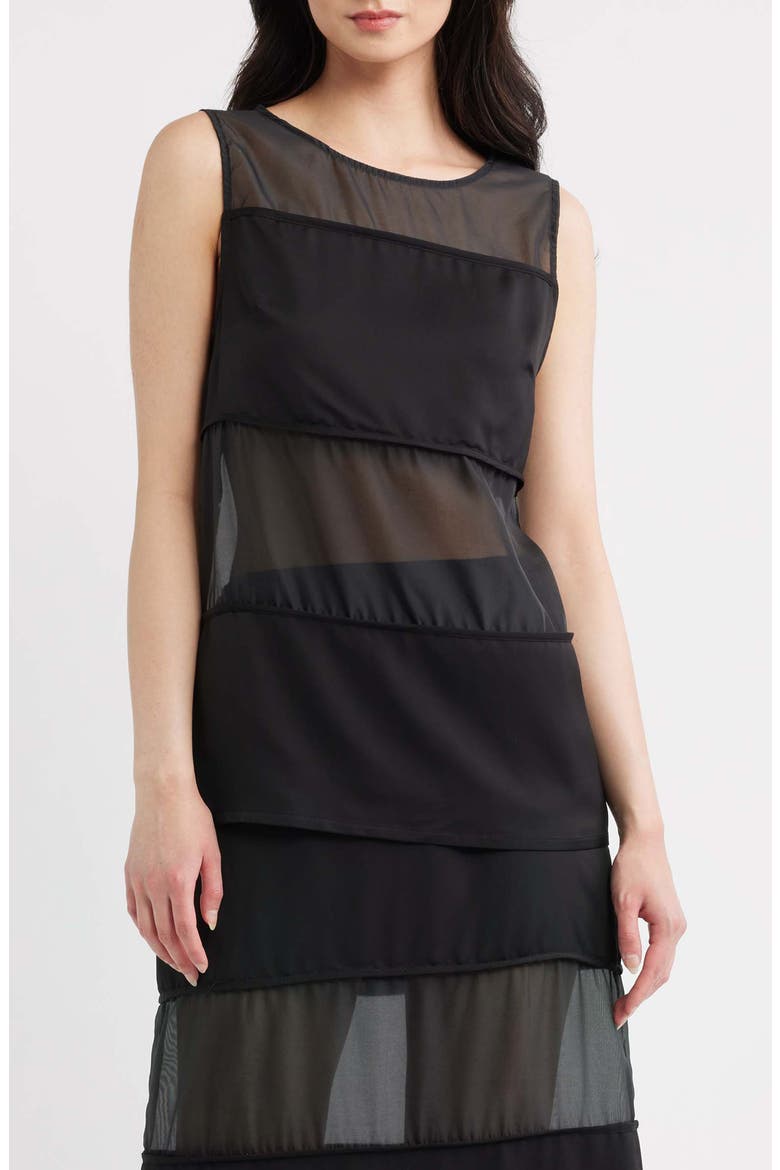 Rene Semi Sheer Panel Tank, Main, color, BLACK
