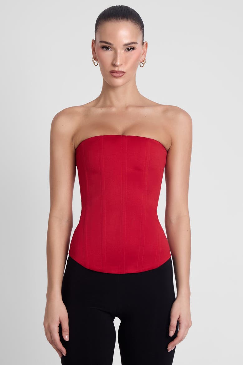 Sphynx Satin Corset Top, Alternate, color, Red