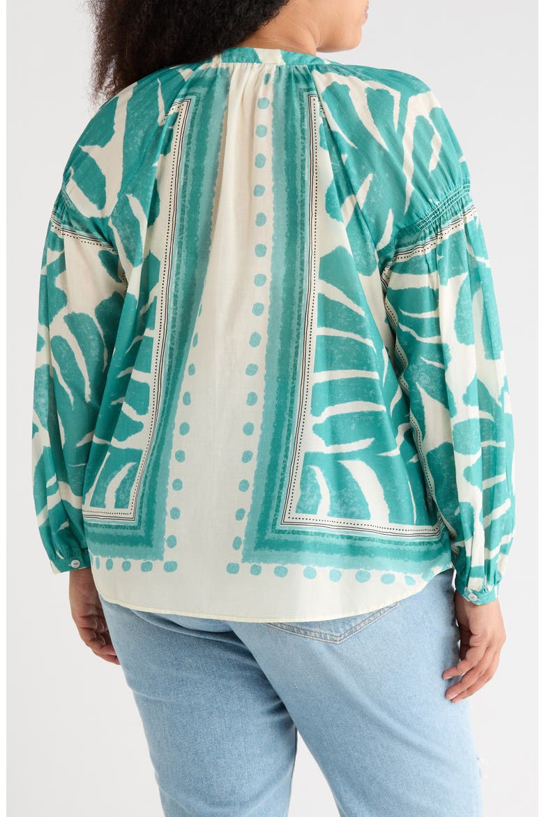 Border Print Button-Up Shirt, Alternate, color, DUSTY TEAL