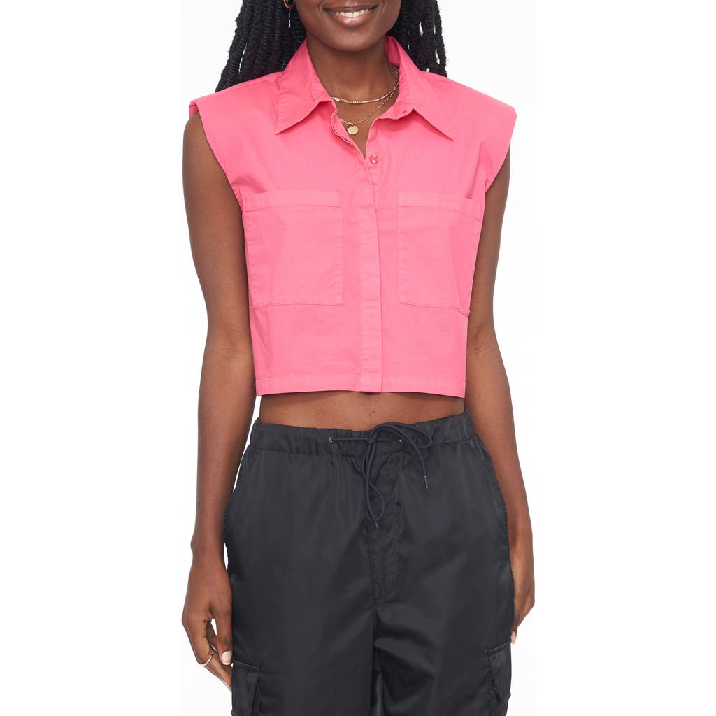 Pistola Liam Sleeveless Button Down Shirt In Pink Punch In Pink Punch