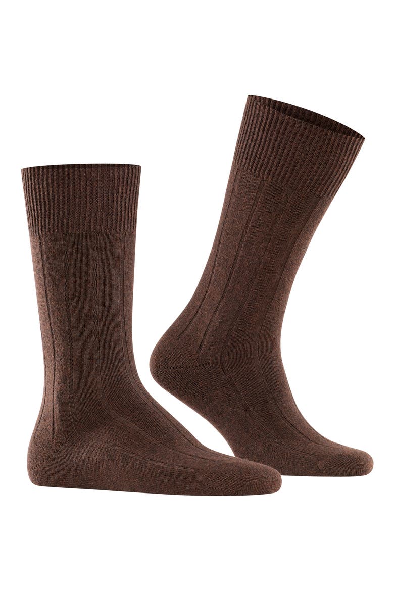 Lhasa Wool & Cashmere Dress Socks, Main, color, BROWN