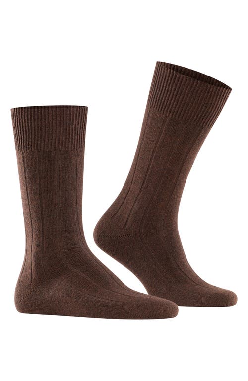 Falke Lhasa Wool & Cashmere Dress Socks in Brown 