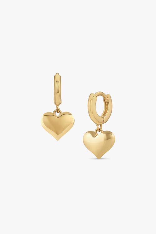 Bearfruit Jewelry 14k Gold Plated Dangling Puffed Heart Huggies Holiday Gift Idea  product