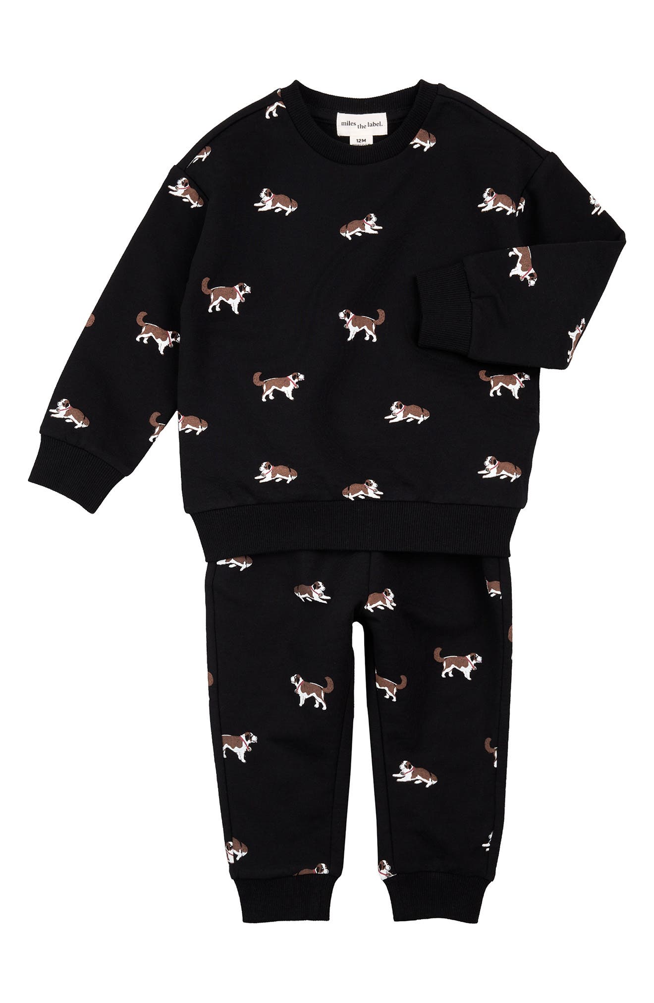 MILES THE LABEL Saint Bernard Print Sweatshirt & Joggers Set