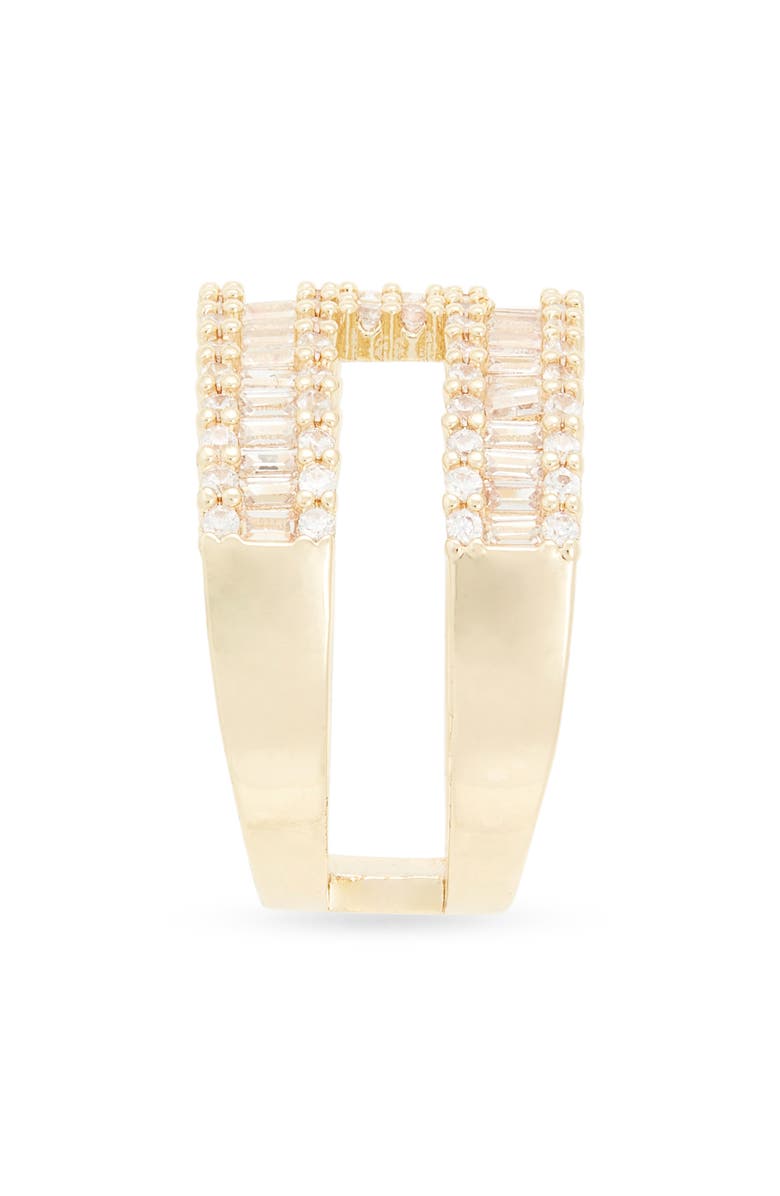 NORDSTROM RACK Baguette Cubic Zirconia Statement Ring, Alternate, color, Clear- Gold