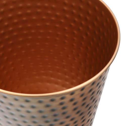 Happimess Axel Modern Minimalist Hammered Steel 2-gallon Wastebasket In Brown
