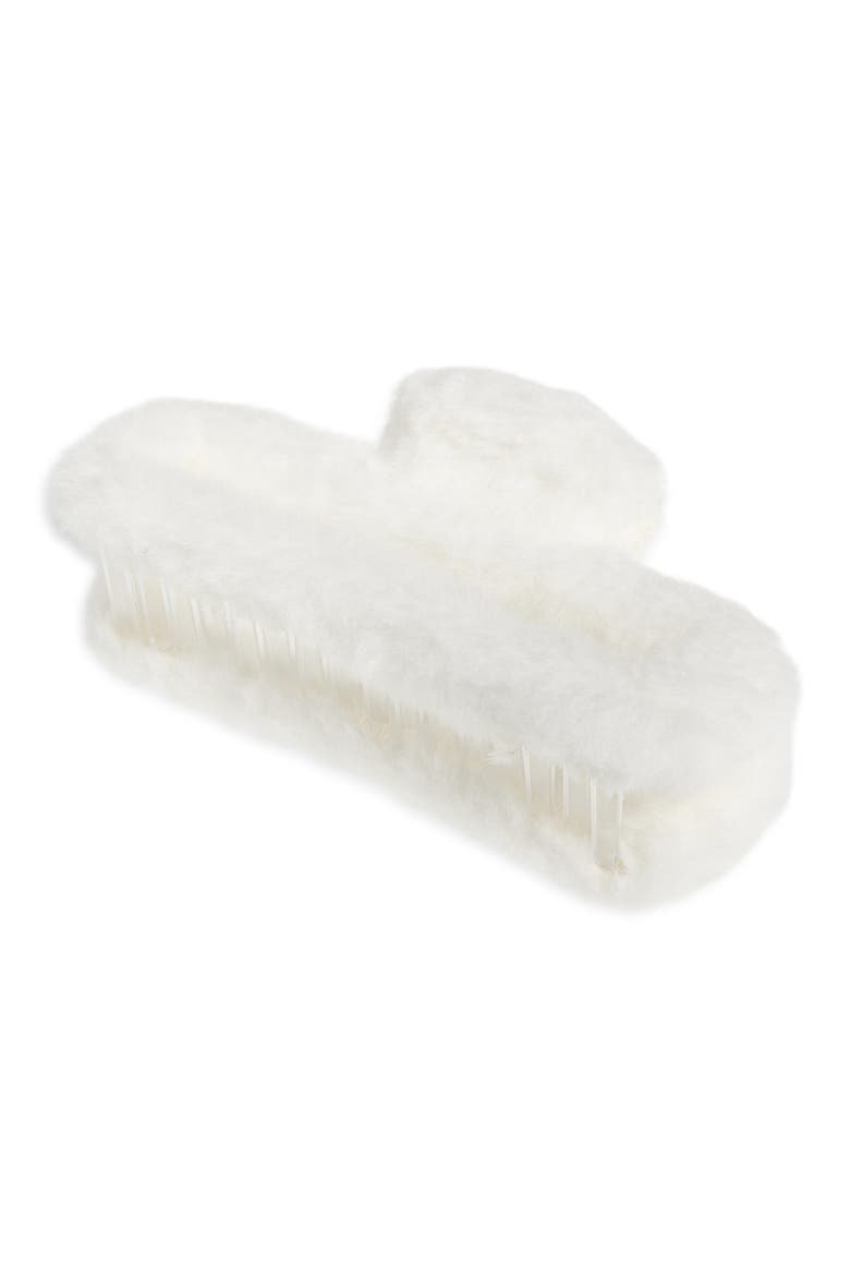Faux Fur Jaw Clip, Main, color, IVORY
