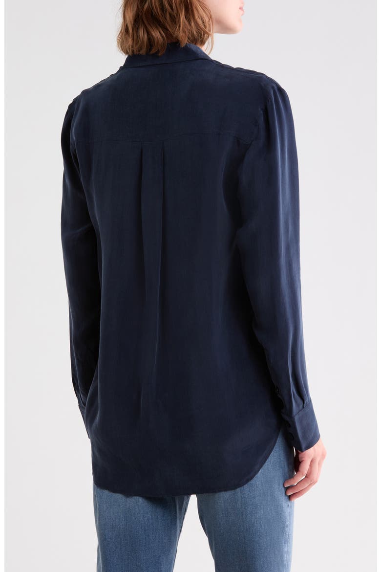 Shiela Button-Up Cupro Shirt, Alternate, color, DEEP NAVY