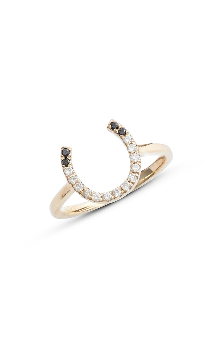 Luck for Life Diamond Horseshoe Pinky Ring, Main, color, 14K GOLD/ DIAMONDS