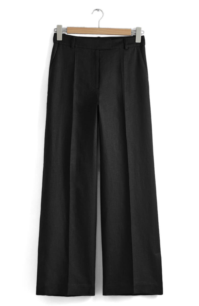 & Other Stories Pressed Crease Wide Leg Linen Trousers, Alternate, color,