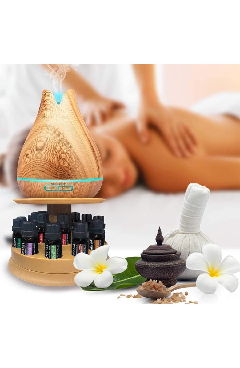 PURE DAILY CARE Ultimate Aromatherapy 400ml Essence Diffuser with Rotating Display Stand & 20 Essential Oils, Alternate, color,