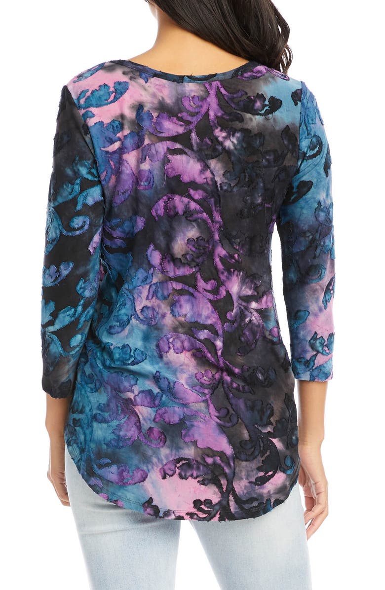 Karen Kane Tie Dye Burnout Shirttail Top, Alternate, color, Tie-Dye