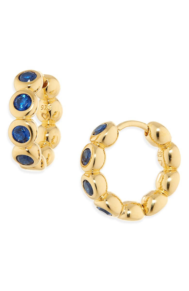 Missoma Small Tennis Hoop Earrings, Main, color, Gold/ Blue
