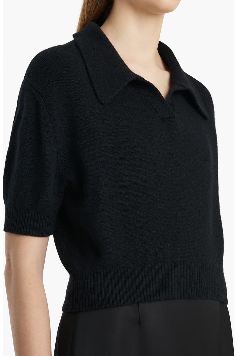 Leni Stretch Merino Wool & Cashmere Polo Sweater, Alternate, color, BLACK