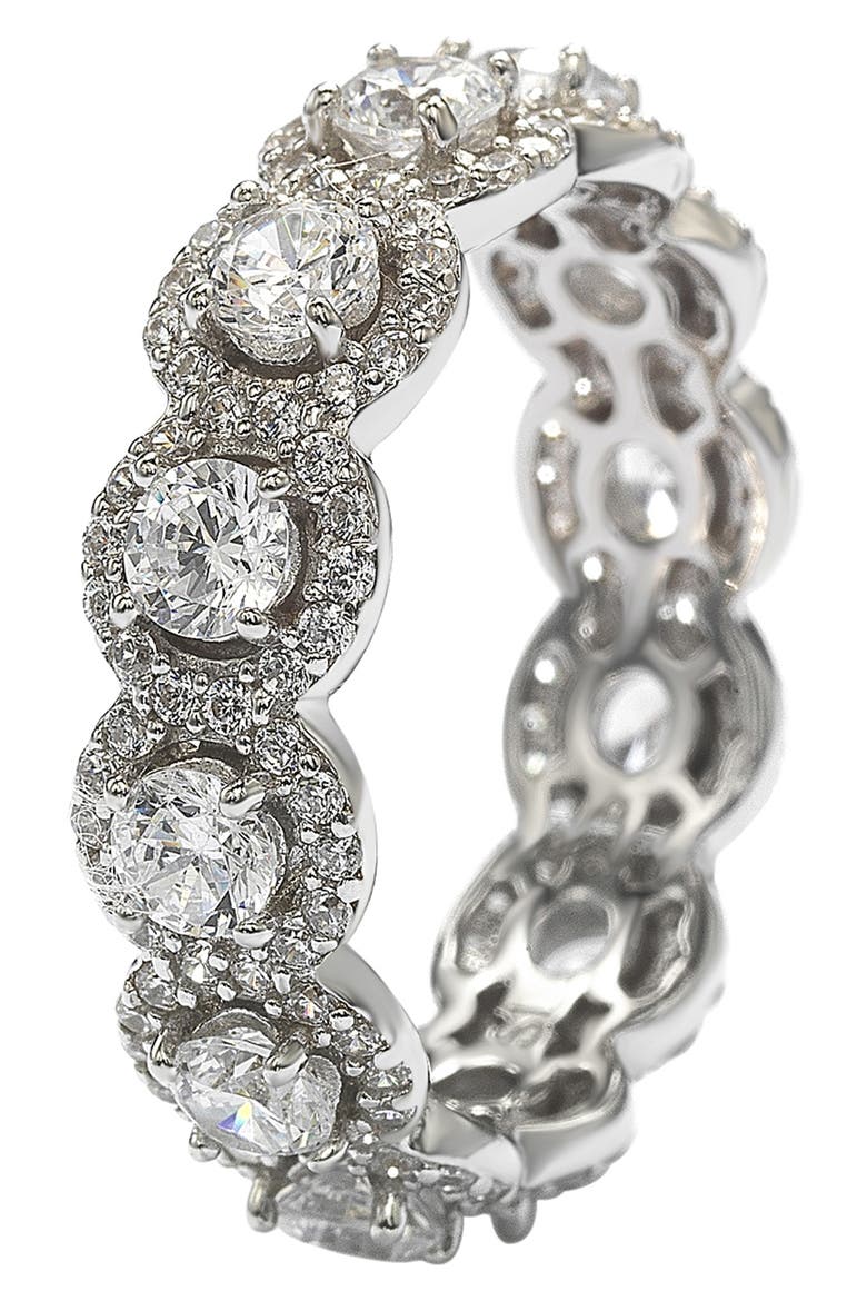 Sterling Silver CZ Bridal Band Ring, Alternate, color, WHITE