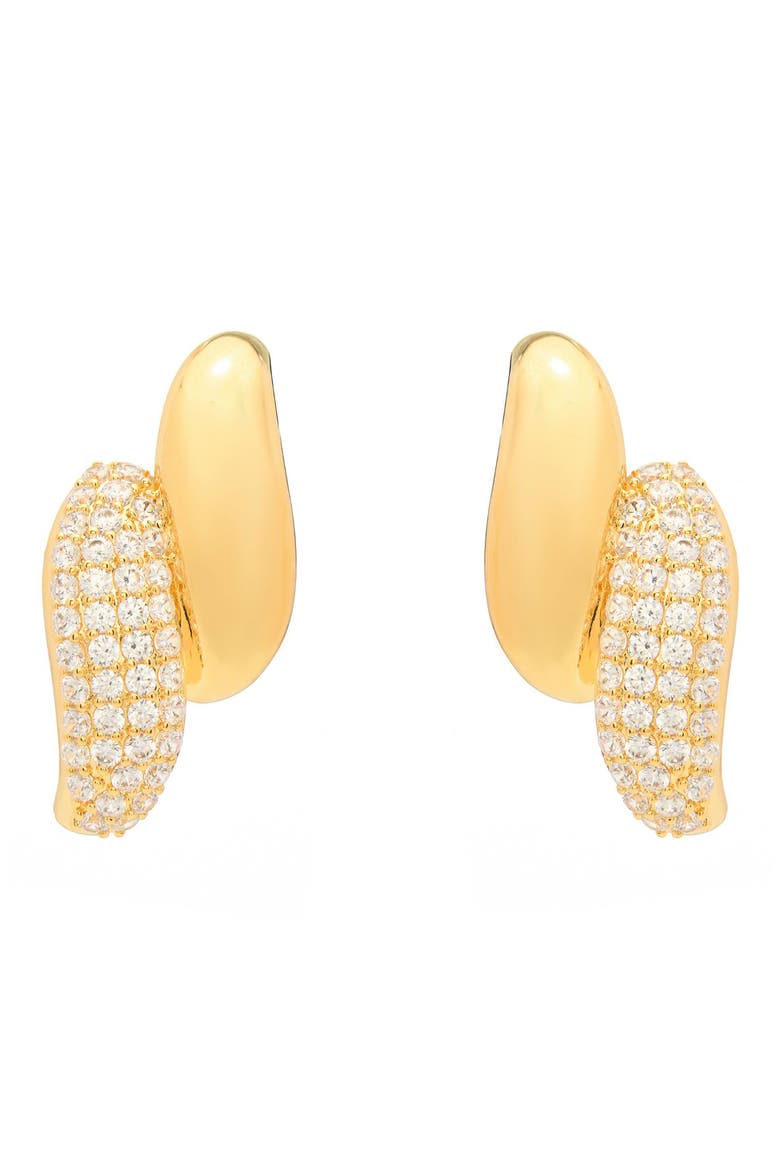 Cubic Zirconia Pavé Drop Earrings, Main, color, GOLD