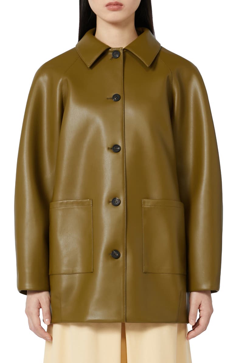 MM by Max Mara Fuoco Faux Leather Jacket, Main, color, Olive Green