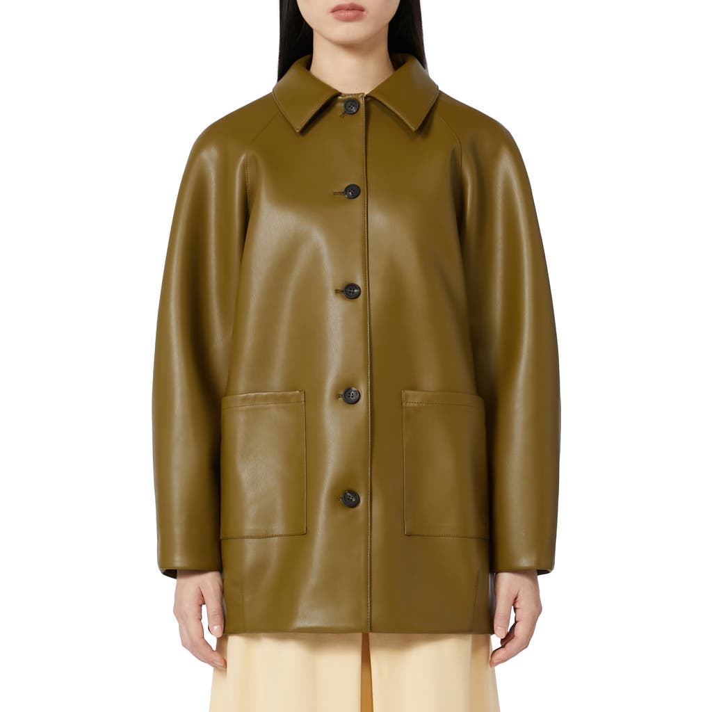 Weekend Max Mara Fuoco Faux Leather Jacket In Green