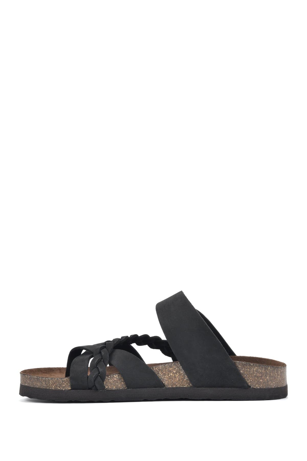 White Mountain Footwear Hazy Leather Footbed Sandal, Alternate, color, Black/Nubuck