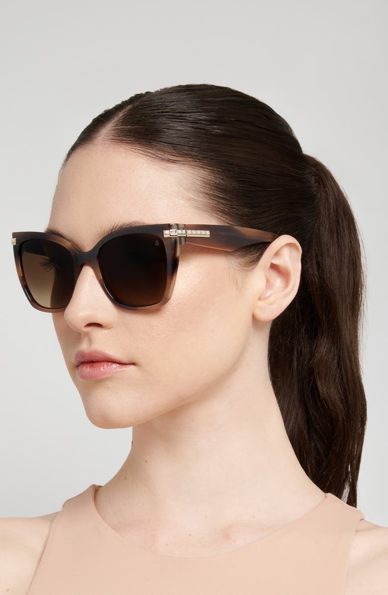 Stuart Weitzman 55mm Square Sunglasses, Alternate, color, Havana Brown/ Brown