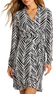 Tommy Bahama Carmela Seaside Sketch Long Sleeve Wrap Shirtdress
