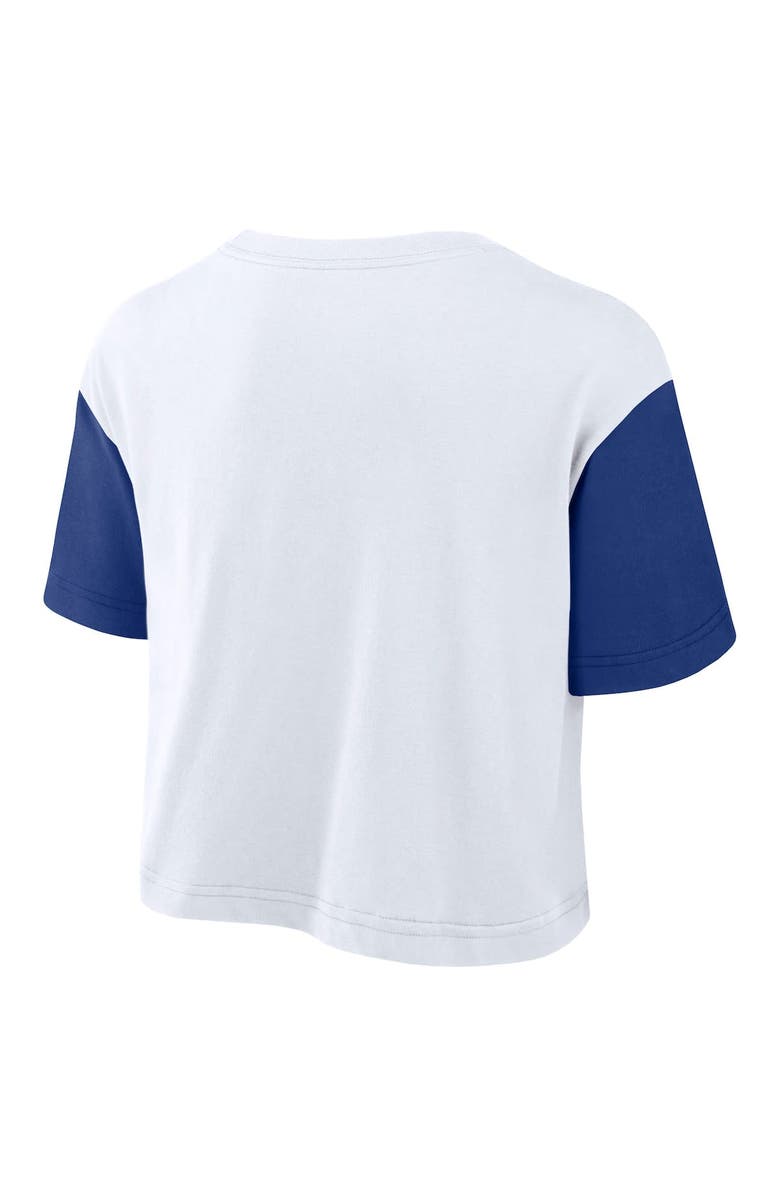 Nike Women's Nike White/Royal Chicago Cubs Script Cropped Performance T-Shirt, Alternate, color, 