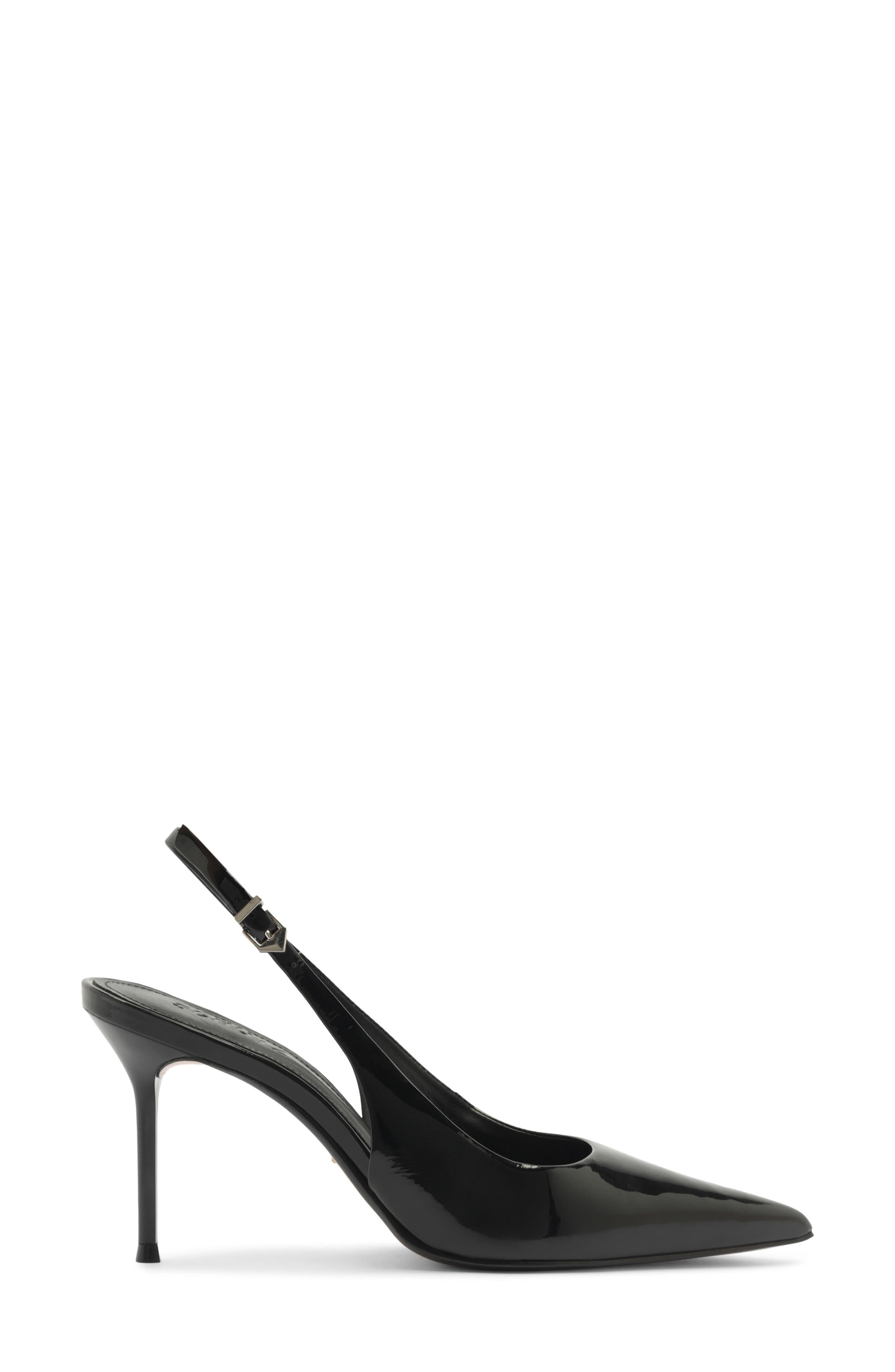 Schutz Paola Slingback Pointed Toe Pump, Alternate, color, Black Patent Leather