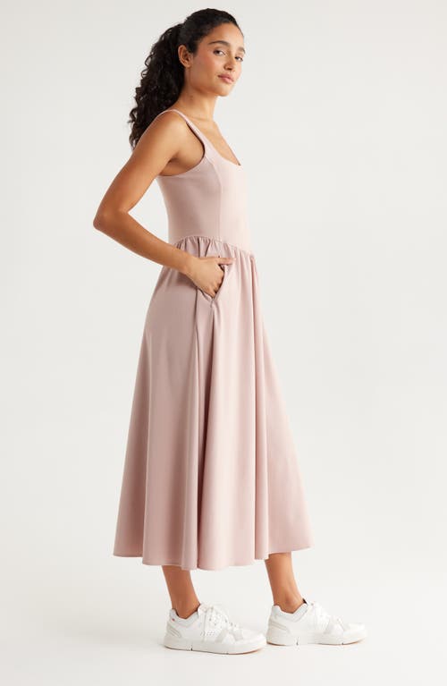 Zella Effortless Square Neck Midi Dress In Neutral