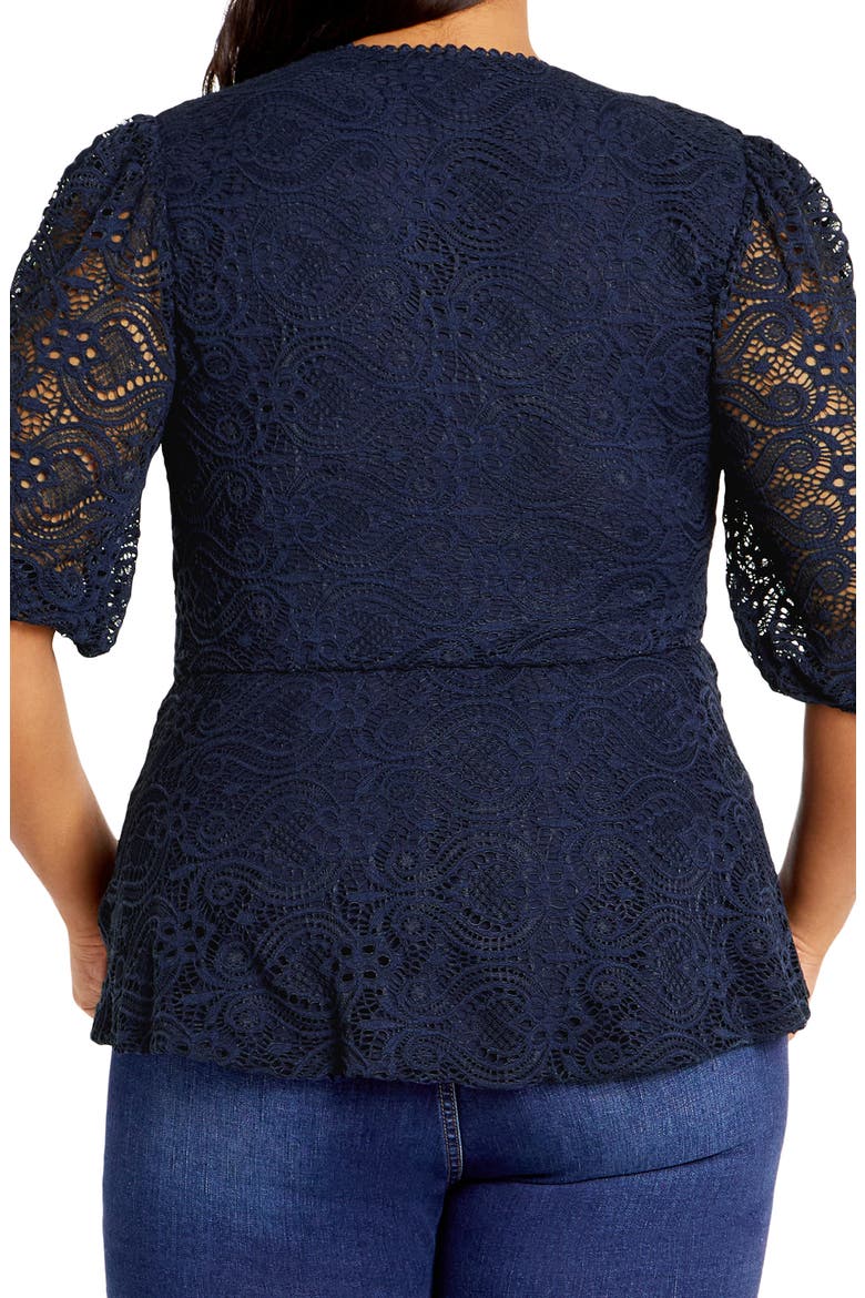 Christa Lace Peplum Top, Alternate, color, NAVY