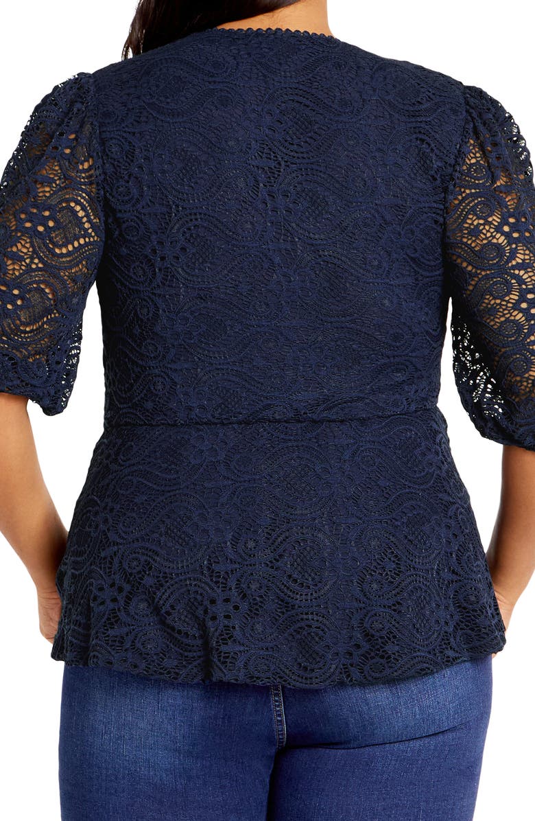 City Chic Christa Lace Peplum Top, Alternate, color, 