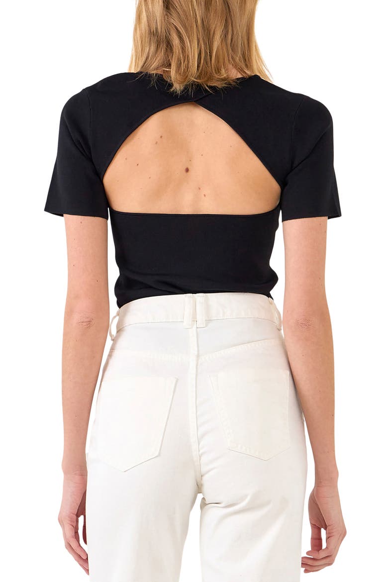 Back Cutout Knit Top, Alternate, color, BLACK