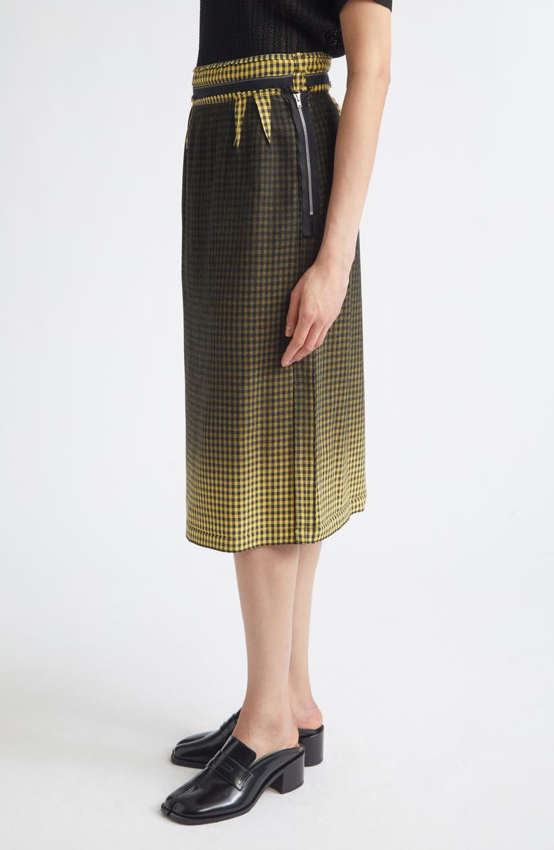 Maison Margiela Check Deconstructed Skirt, Alternate, color, Yellow/ Black