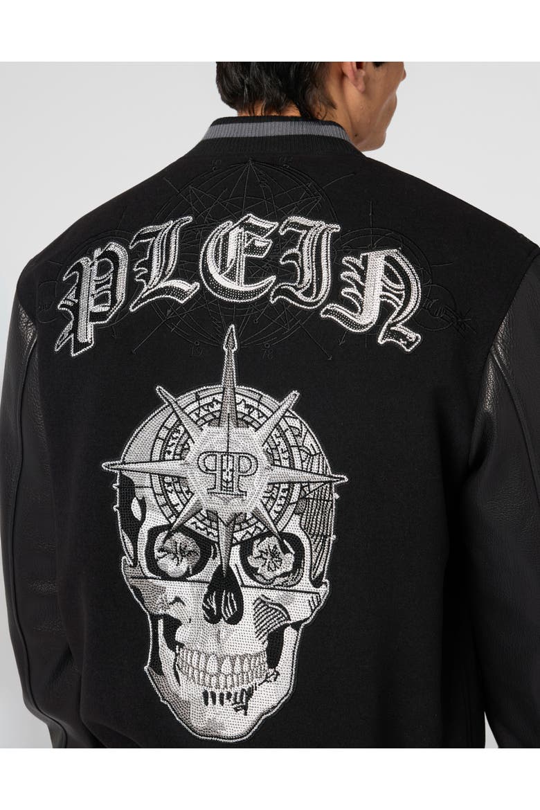 Composed Varsity Bomber Tattoo Strass Men, Alternate, color, black